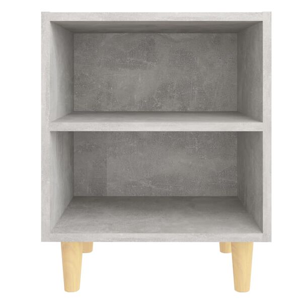 vidaXL Comodino con Gambe in Legno Massello Grigio Cemento 40x30x50 cm