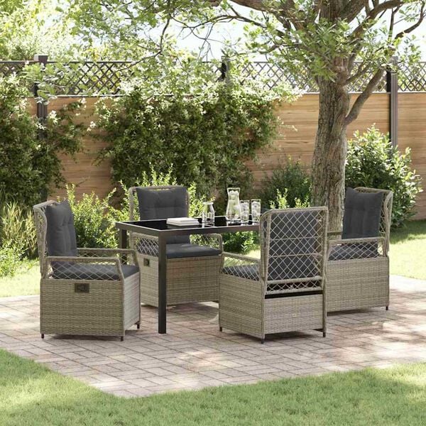 vidaXL Set da Pranzo per Giardino 5 pcs Grigio chiaro polyrattan