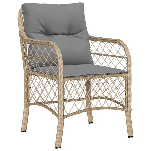 vidaXL Set Pranzo da Giardino 7 pz con Cuscini Beige Misto Polyrattan