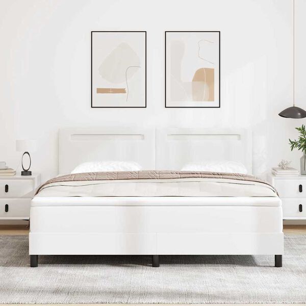 vidaXL Letto a molle con materasso Bianco 180 x 200 cm Pelle sintetica