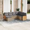 vidaXL Set Divani da Giardino 7 pz con Cuscini Beige in Polyrattan