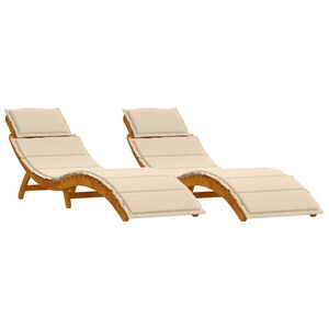 vidaXL Lettino prendisole 2 pz Legno di Acacia Massello Beige