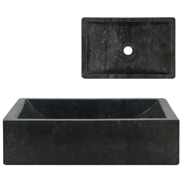 vidaXL Lavello 45x30x12 cm Marmo Lucido Nero