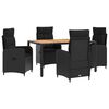 vidaXL Set da pranzo per esterni 5 pz Nero