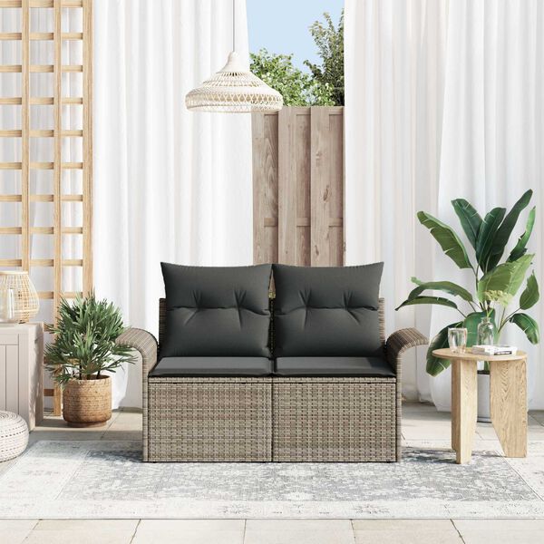 vidaXL Divano da giardino Grigio 141 x 62 x 69cm polyrattan