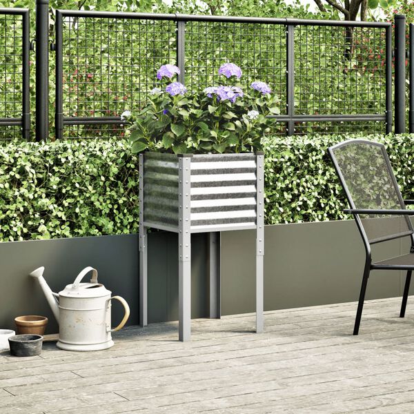 vidaXL Fioriera da giardino 45x45x88 cm in acciaio zincato