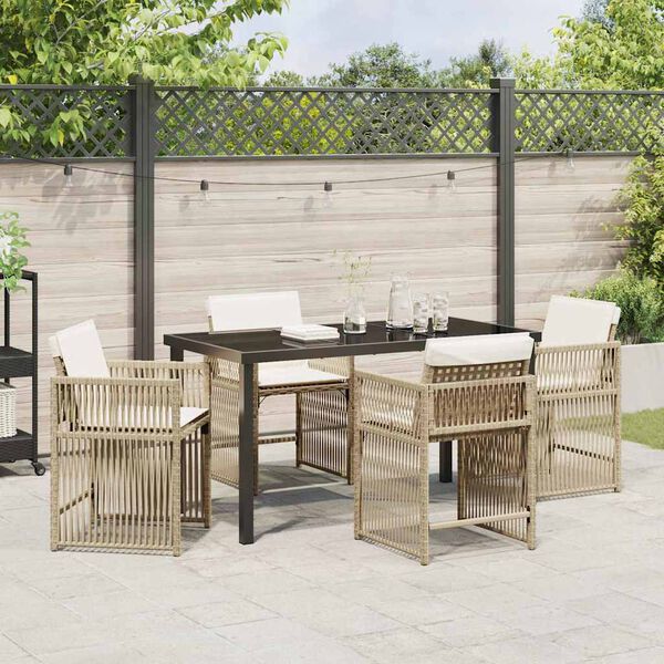 vidaXL Set da Pranzo per Giardino 5 pcs Beige polyrattan