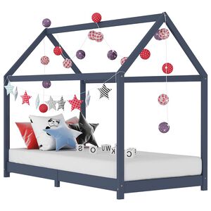 vidaXL Giroletto per Bambini Grigio in Massello di Pino 90x200 cm