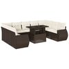vidaXL Set Divani da Giardino 10pz con Cuscini in Polyrattan Marrone