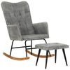 vidaXL Poltrona a Dondolo con Poggiapiedi Grigio Vintage in Tela