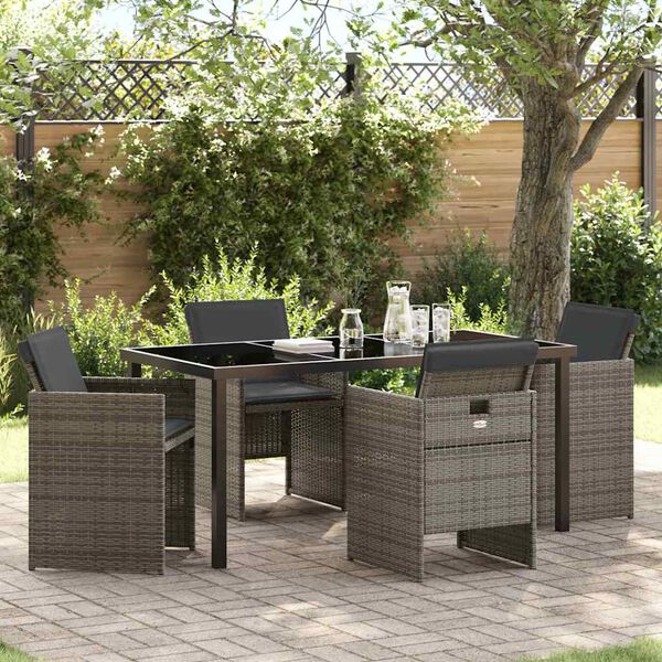 vidaXL Set da Pranzo per Giardino 5 pcs Grigio polyrattan