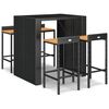 vidaXL Set Bar Giardino 5 pz Nero Polyrattan e Legno Massello Acacia