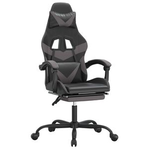 vidaXL Sedia da Gaming Girevole Poggiapiedi Nero e Grigio Similpelle