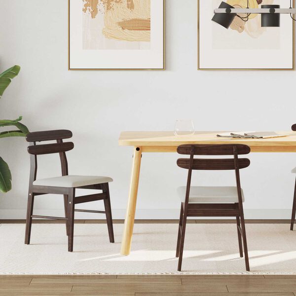 vidaXL Sedia da pranzo 2 pcs Marrone chiaro e chiaro