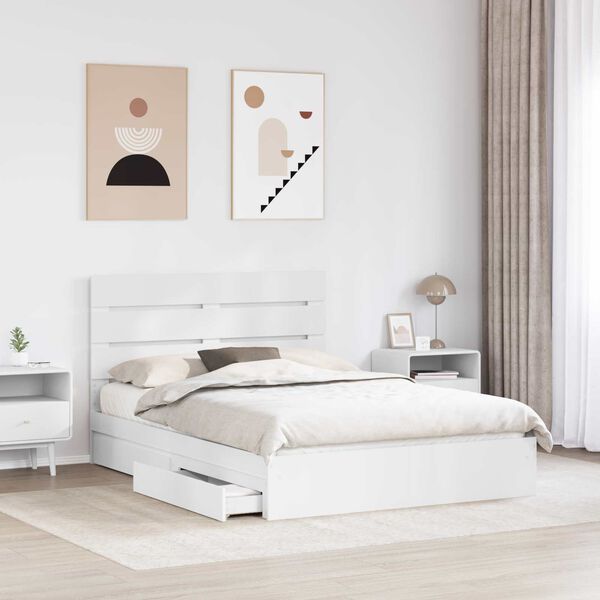 vidaXL Letto con Contenitore Bianco 140 x 200 cm Legno multistrato