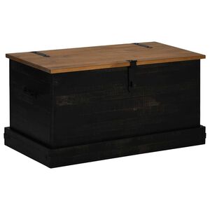 vidaXL Cassapanca HALDEN Nero 91x48x47 cm in Legno Massello di Pino