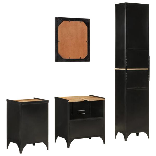 vidaXL Set Mobili da Bagno 4 pz in Ferro e Legno Massello di Mango