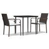 vidaXL Set Pranzo da Giardino 3pz con Cuscini in Polyrattan e Acciaio