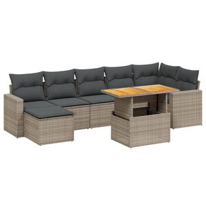 vidaXL Set Divano da Giardino 8 pz con Cuscini Grigio in Polyrattan
