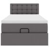 vidaXL Letto Pouf con Materasso Grigio 100x200 cm Similpelle