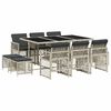 vidaXL Set Pranzo Giardino 11pz con Cuscini Grigio Chiaro Polyrattan
