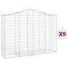 vidaXL Cesti Gabbioni ad Arco 9 pz 200x50x140/160 cm Ferro Zincato