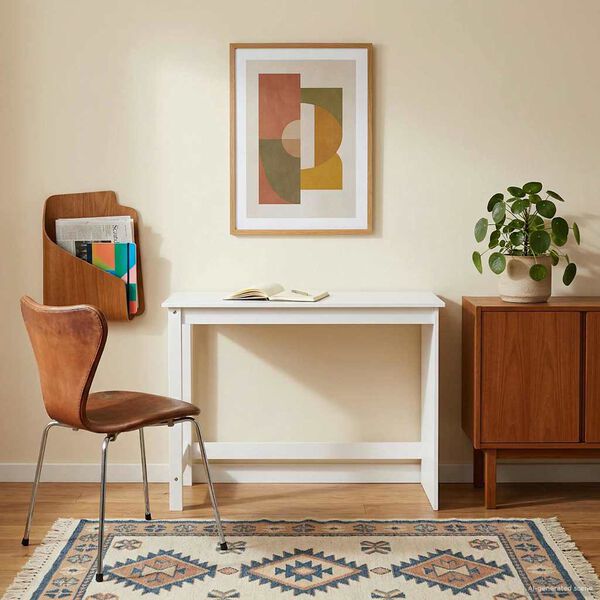 vidaXL Scrivania Bianco 112 x 50 x 75 cm Legno di Pino Massello