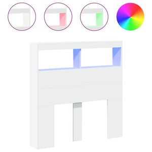 vidaXL Testiera con Contenitore a LED Bianca 100x17x102 cm