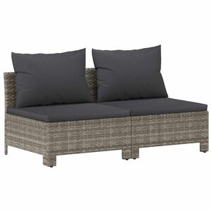 vidaXL Divano da Giardino a 2 Posti con Cuscini in Polyrattan Grigio
