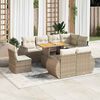 vidaXL Set Divano da Giardino 9 pz con Cuscini Beige in Polyrattan