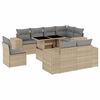 vidaXL Set Divano da Giardino 9 pz con Cuscini Beige in Polyrattan