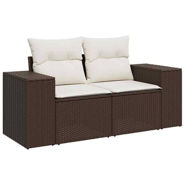 vidaXL Set Divani da Giardino 8 pz con Cuscini Marrone in Polyrattan