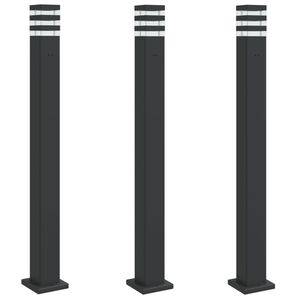 vidaXL Lampade da Terra per Esterni con Presa 3pz Nere 110cm Alluminio