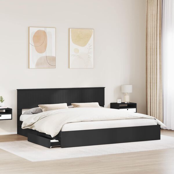 vidaXL Letto con Contenitore Nero 200 x 200 cm Legno multistrato