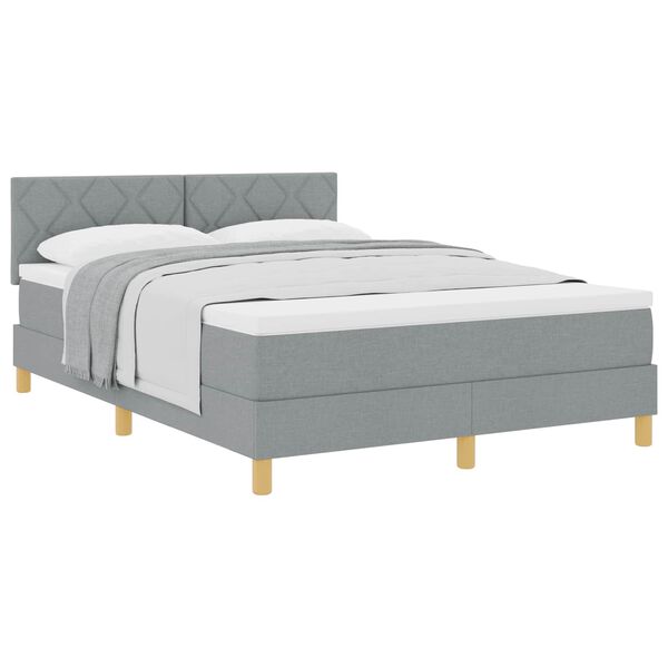 vidaXL Letto a molle con materasso Grigio chiaro 160 x 200 cm Tessuto
