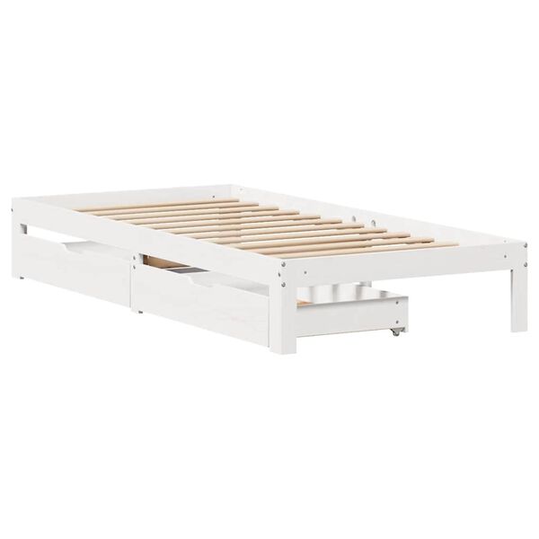 vidaXL Giroletto con Cassetti Bianco 90x190 cm Legno Massello di Pino