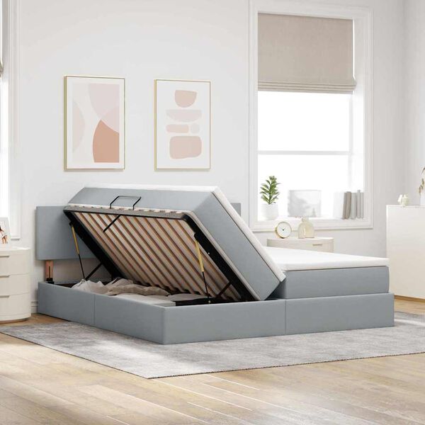 vidaXL Letto con Contenitore con materasso Grigio chiaro 180 x 200 cm