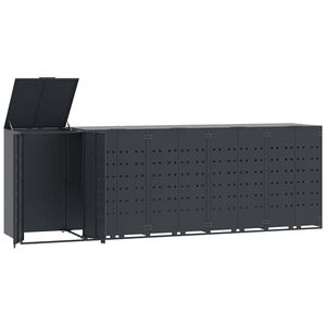 vidaXL Copribidone con Ruote 5 Bidoni Antracite 345x79x117cm Acciaio