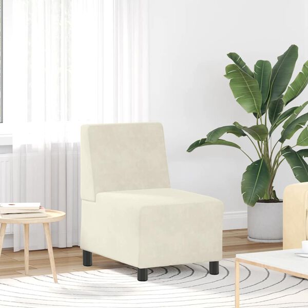 vidaXL Divano componibile senza braccioli crema 55 cm velluto