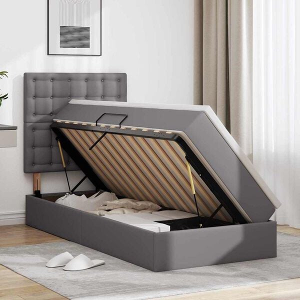 vidaXL Letto con Contenitore Grigio 100 x 200 cm Pelle Sintetica