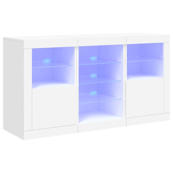 vidaXL Credenza con Luci LED Bianca 123x37x67 cm