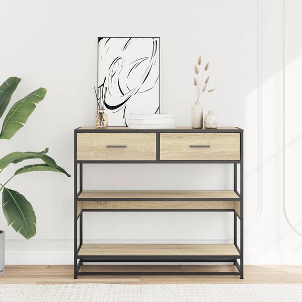 vidaXL Tavolo Consolle Rovere Sonoma 90x35x80 cm in Legno Multistrato