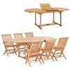 vidaXL Set da Pranzo per Esterni 7 pz 150-200x100x75 cm Teak Massello