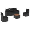 vidaXL Set Divano da Giardino 6 pz con Cuscini Nero in Polyrattan