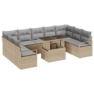 vidaXL Set Divano da Giardino 10 pcs beige e grigio chiaro polyrattan