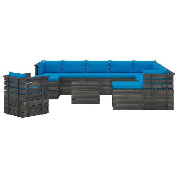 vidaXL Set Divani da Giardino Pallet 12 pz con Cuscini Massello Pino