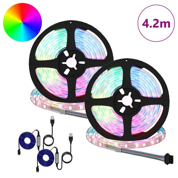 vidaXL Striscia LED 4 pcs Nero e trasparente 210 x 0,8 x 0,3 cm