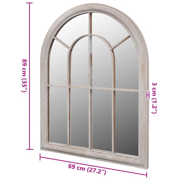 vidaXL Specchio da Giardino Rustico con Arcata 69x89cm Interni Esterni