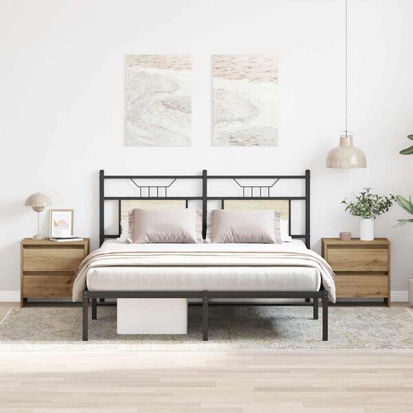 vidaXL Armadio da Notte 2 pcs Rovere artigianale 45 x 34 x 44,5 cm