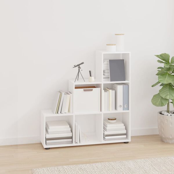 vidaXL Libreria a Scala Bianco Lucido 107 cm in Legno Multistrato